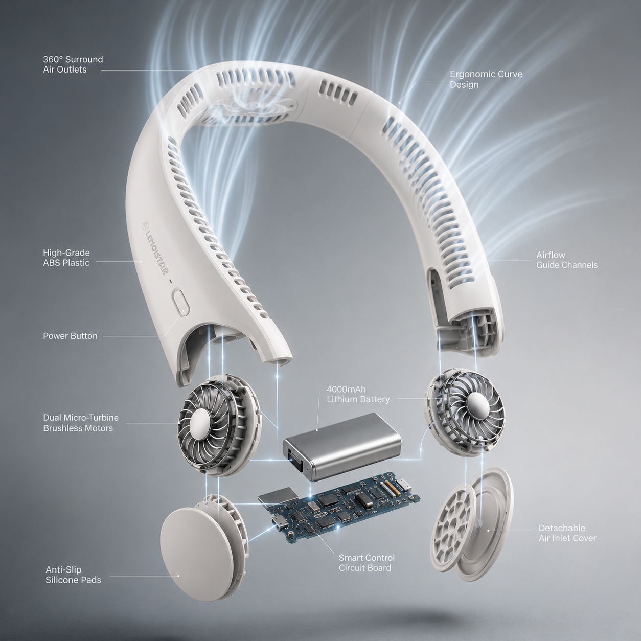 NeckBreeze™ 2.0 Elite | Portable Bladeless Neck Fan — Hands-Free TurboFlow Series