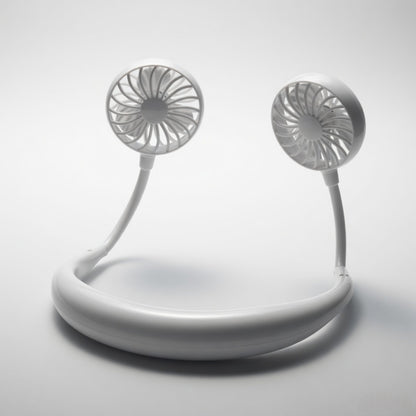 NeckBreeze™  | Hands-Free Neck Fan — Wearable Portable Cooling Fan with USB Rechargeable Battery, 3 Speeds & Dual Wind Heads (WHITE)