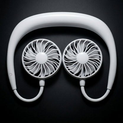 NeckBreeze™  | Hands-Free Neck Fan — Wearable Portable Cooling Fan with USB Rechargeable Battery, 3 Speeds & Dual Wind Heads (WHITE)